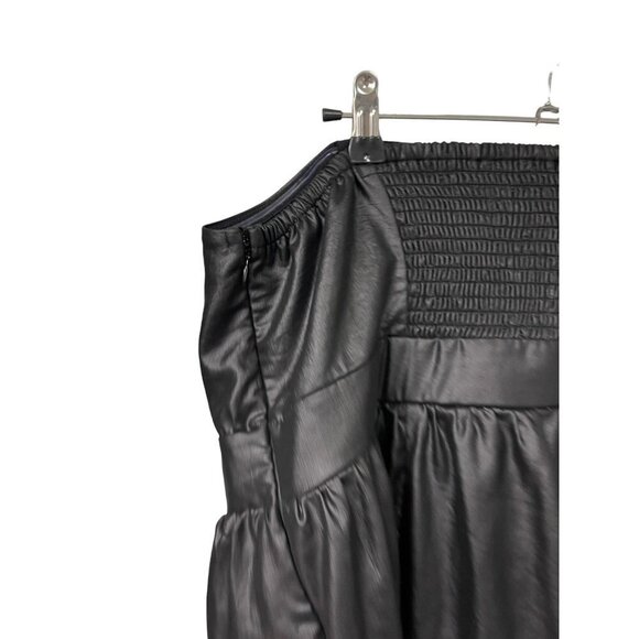 Lane Bryant Black Faux Leather Strapless Bustier Top Peplum size 20 - Picture 6 of 7